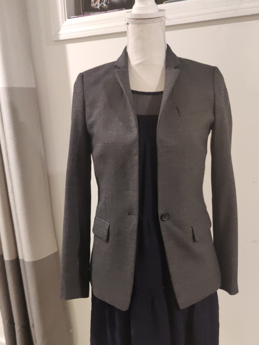 J. CREW Classic Women's Gray WOOL Blazer Smart Tailored Jacket Cottagecore Y2K